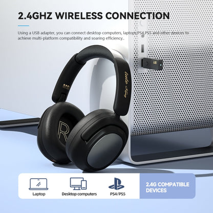 RYNX | Eking ANC Noise Canceling Wireless Gaming Low Latency Headband Wireless Bluetooth Headphones, With 2.4G(Black)