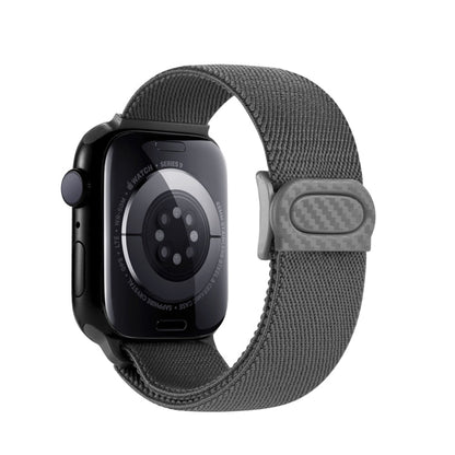 Rynx | For Apple Watch SE 2023 44mm Carbon Fiber Texture Snap-Buckle Nylon Watch Band (Gray)