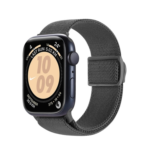 Rynx | For Apple Watch SE 2023 44mm Carbon Fiber Texture Snap-Buckle Nylon Watch Band (Gray)