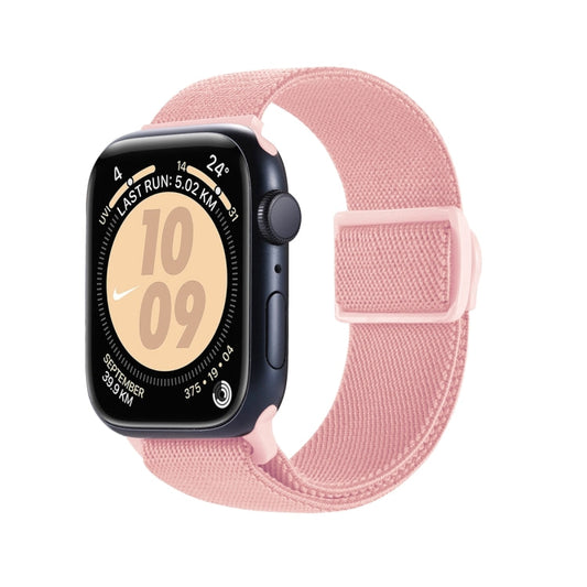 Rynx | For Apple Watch Series 9 45mm Carbon Fiber Texture Snap Closure Nylon Watch Band (Pink)