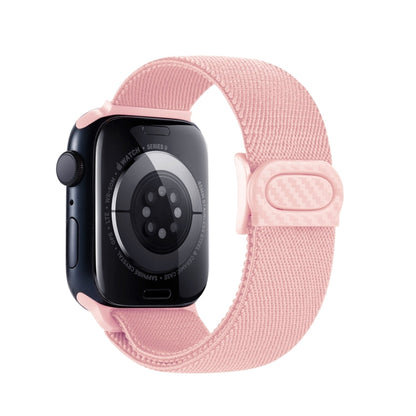 Rynx | For Apple Watch Series 9 45mm Carbon Fiber Texture Snap Closure Nylon Watch Band (Pink)