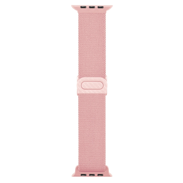 Rynx | For Apple Watch Series 9 45mm Carbon Fiber Texture Snap Closure Nylon Watch Band (Pink)