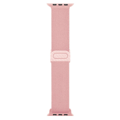 Rynx | For Apple Watch Series 9 45mm Carbon Fiber Texture Snap Closure Nylon Watch Band (Pink)