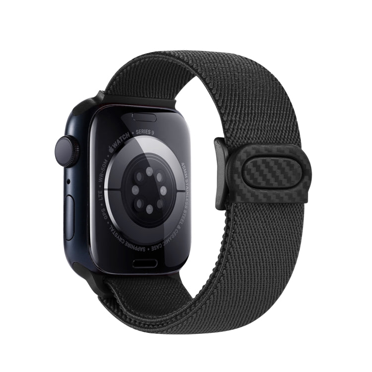 Rynx | For Apple Watch Series 9 45 mm Carbon Fiber Texture Snap-Buckle Nylon Watch Band (Black)