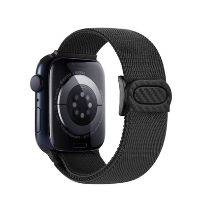 Rynx | For Apple Watch Series 9 45 mm Carbon Fiber Texture Snap-Buckle Nylon Watch Band (Black)