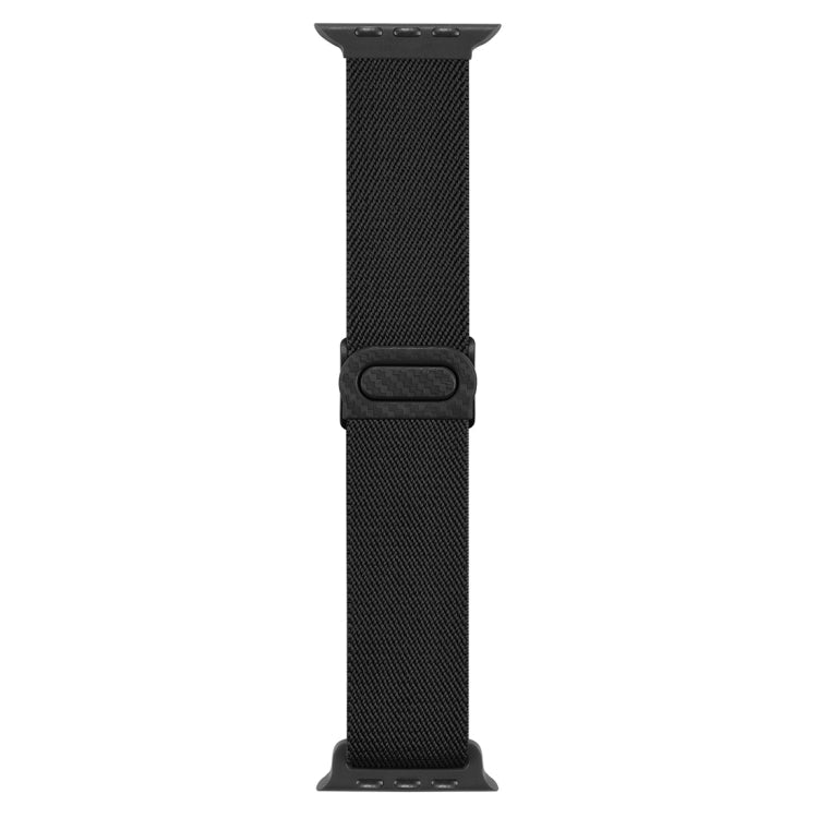 Rynx | For Apple Watch Series 9 45 mm Carbon Fiber Texture Snap-Buckle Nylon Watch Band (Black)