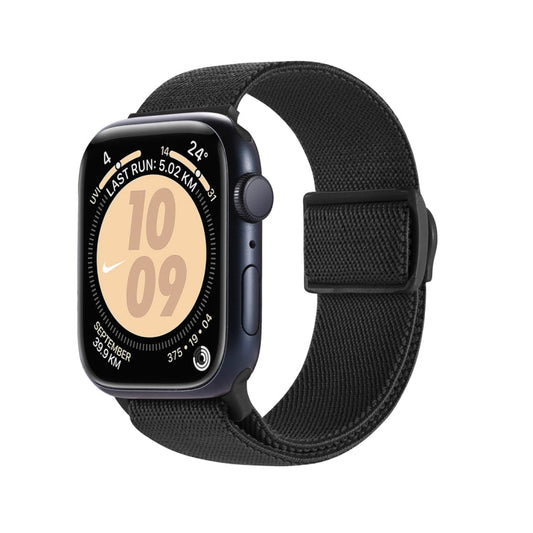 Rynx | For Apple Watch Series 9 45 mm Carbon Fiber Texture Snap-Buckle Nylon Watch Band (Black)