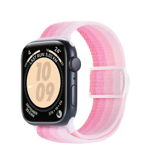 Rynx | For Apple Watch Series 9 45mm Carbon Fiber Texture Snap Closure Nylon Watch Band (Gradient Pink)
