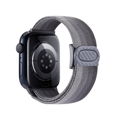 Rynx | For Apple Watch Series 9 45mm Carbon Fiber Textured Snap Buckle Nylon Watch Band (Gradient Gray)