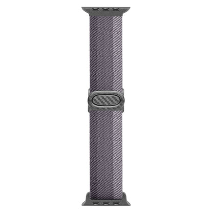 Rynx | For Apple Watch Series 9 45mm Carbon Fiber Textured Snap Buckle Nylon Watch Band (Gradient Gray)