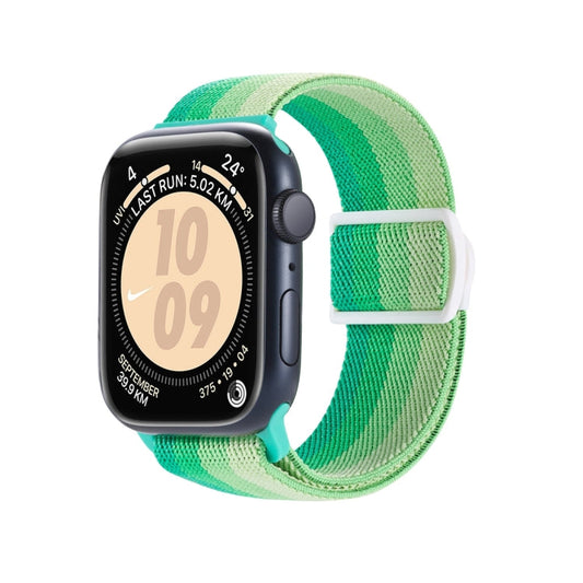 Rynx | For Apple Watch Series 9 45mm Carbon Fiber Texture Snap-Buckle Nylon Watch Strap (Gradient Green)