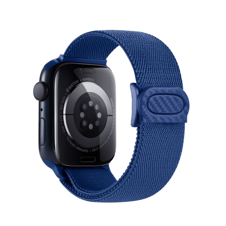 Rynx | For Apple Watch Series 9 45mm Carbon fiber texture Snap buckle Nylon watch band (Blue)