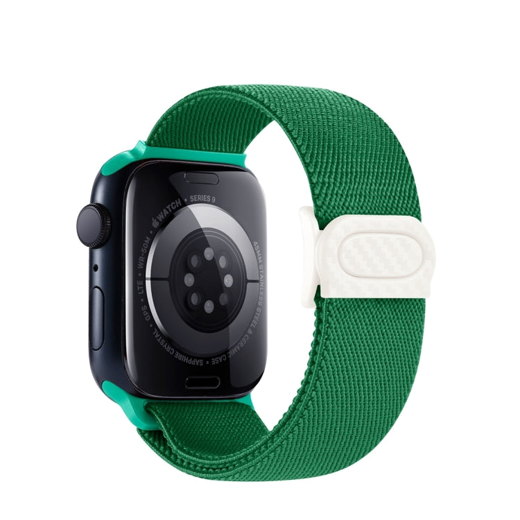 Rynx | For Apple Watch Series 9 45mm Carbon fiber texture Snap buckle Nylon watch band (Green)