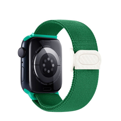Rynx | For Apple Watch Series 9 45mm Carbon fiber texture Snap buckle Nylon watch band (Green)