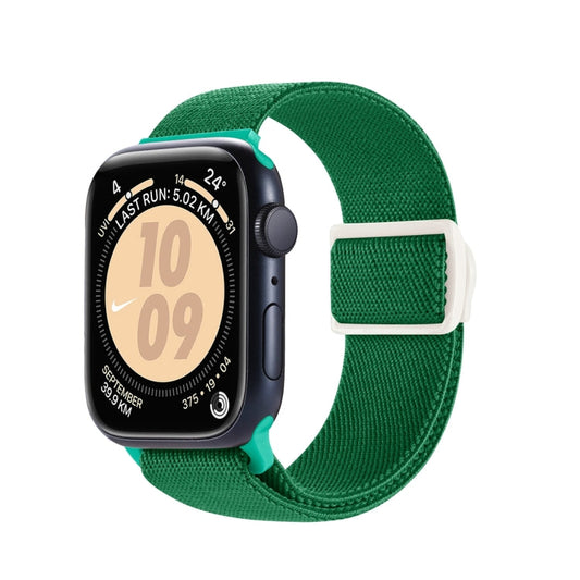 Rynx | For Apple Watch Series 9 45mm Carbon fiber texture Snap buckle Nylon watch band (Green)