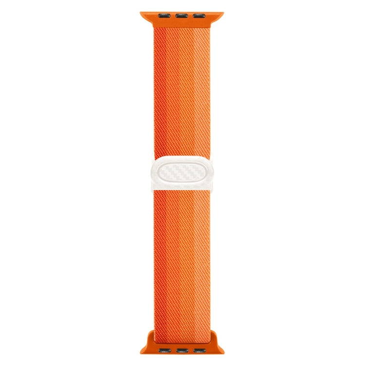 Rynx | For Apple Watch Series 9 41mm Carbon Fiber Texture Snap Buckle Nylon Watch Band (Gradient Orange)
