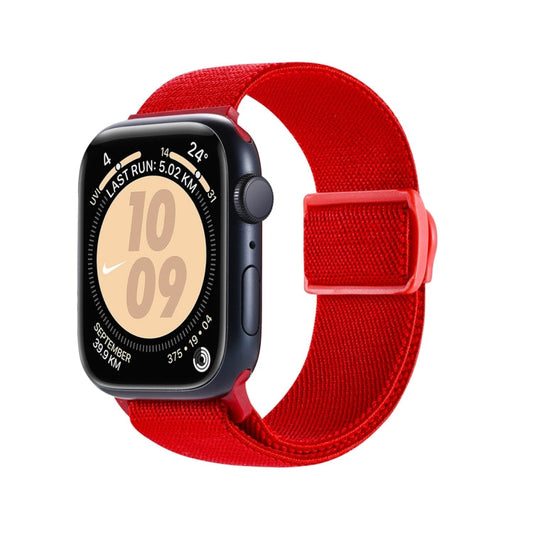 Rynx | For Apple Watch Series 4 40mm Carbon Fiber Texture Snap-Buckle Nylon Watch Band (Red)