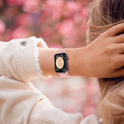 Rynx | For Apple Watch Series 9 45mm Carbon Fiber Texture Snap Closure Nylon Watch Band (Gradient Pink)