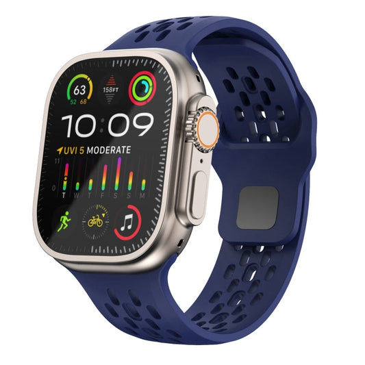 Rynx | For Apple Watch Ultra 2 49mm Oval Holes Fluororubber Watch Band (Midnight Blue)