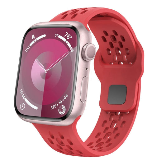 Rynx | For Apple Watch Series 9 45mm Oval Holes Fluororubber Watch Band (Red)