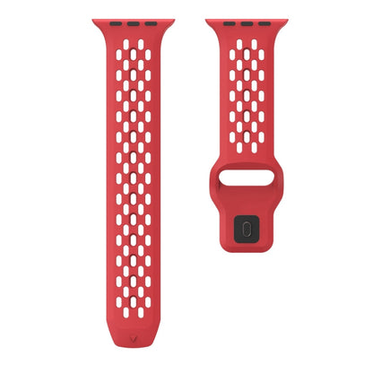 Rynx | For Apple Watch Series 9 45mm Oval Holes Fluororubber Watch Band (Red)