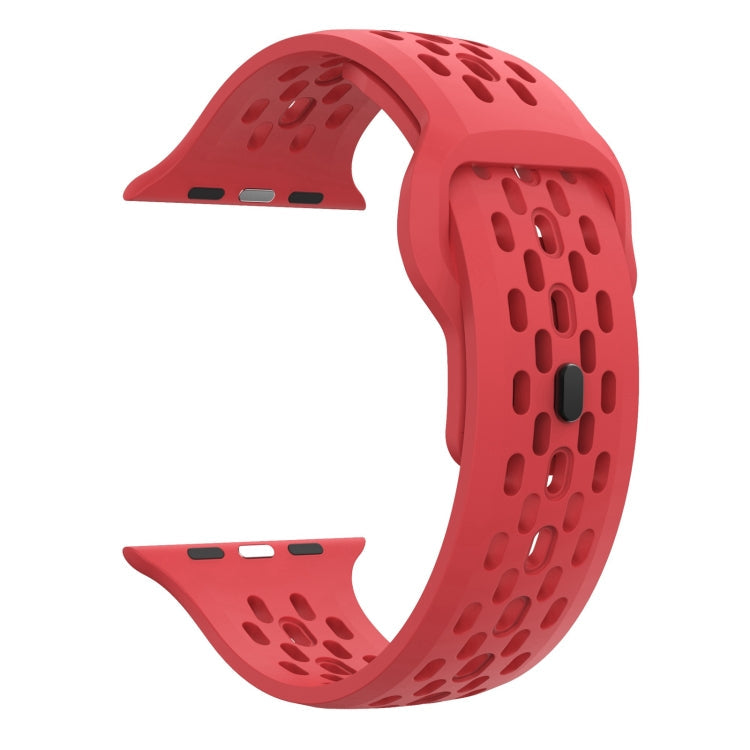 Rynx | For Apple Watch Series 9 45mm Oval Holes Fluororubber Watch Band (Red)