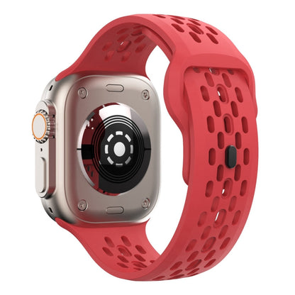 Rynx | For Apple Watch Series 9 45mm Oval Holes Fluororubber Watch Band (Red)