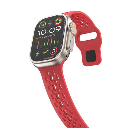 Rynx | For Apple Watch Series 9 45mm Oval Holes Fluororubber Watch Band (Red)