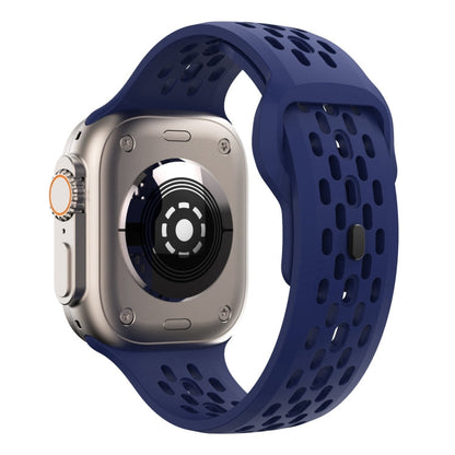 Rynx | For Apple Watch Series 9 45mm oval holes fluororubber watch band (Midnight blue)