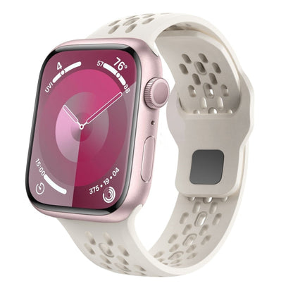 Rynx | For Apple Watch Series 9 45mm Oval Holes Fluororubber Strap (Starlight)
