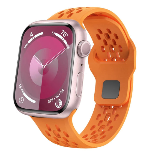 Rynx | For Apple Watch Series 8 45mm Oval Holes Fluororubber Watch Band (Orange)