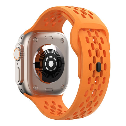 Rynx | For Apple Watch Series 8 45mm Oval Holes Fluororubber Watch Band (Orange)