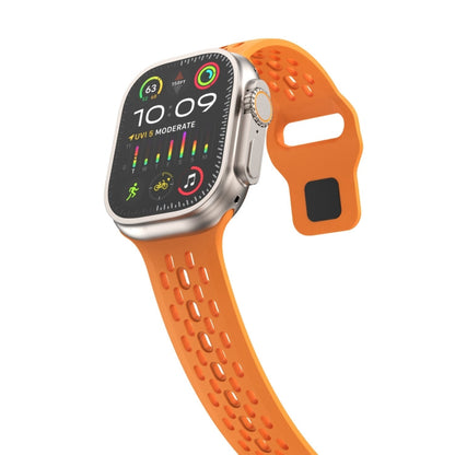 Rynx | For Apple Watch Series 8 45mm Oval Holes Fluororubber Watch Band (Orange)