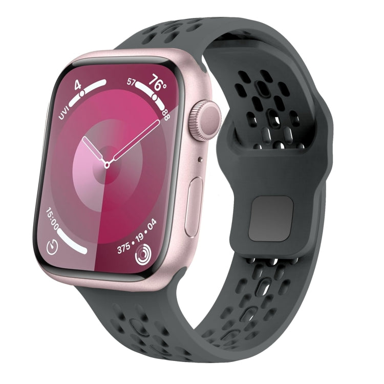 Rynx | For Apple Watch Series 8 45mm Oval Holes Fluororubber Band (Dark Gray)