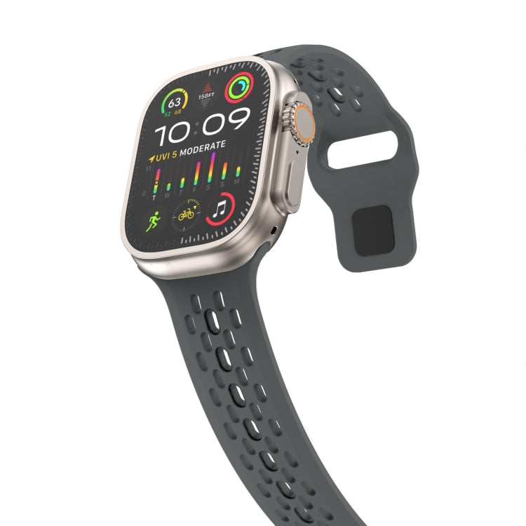 Rynx | For Apple Watch Series 8 45mm Oval Holes Fluororubber Band (Dark Gray)