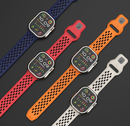 Rynx | For Apple Watch Series 9 45mm oval holes fluororubber watch band (Midnight blue)