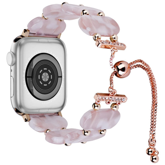 Rynx | For Apple Watch SE 2023 40mm Resin Telescope Chain Watch Band (Pink Flower)