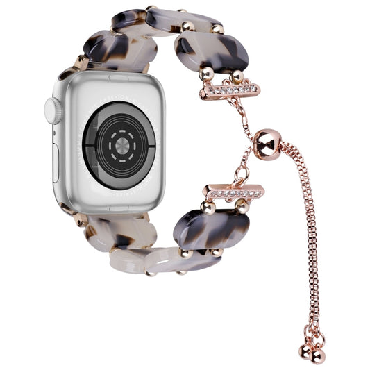 Rynx | For Apple Watch Series 9 45mm Resin retractable chain watch band (Brown White)