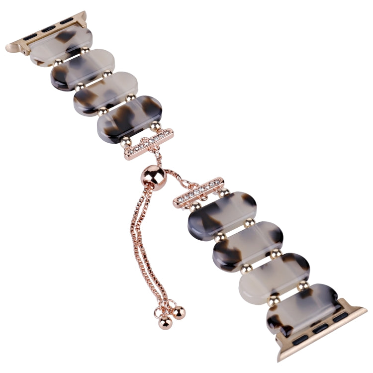 Rynx | For Apple Watch Series 9 45mm Resin retractable chain watch band (Brown White)