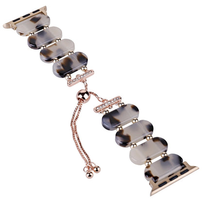 Rynx | For Apple Watch Series 9 45mm Resin retractable chain watch band (Brown White)
