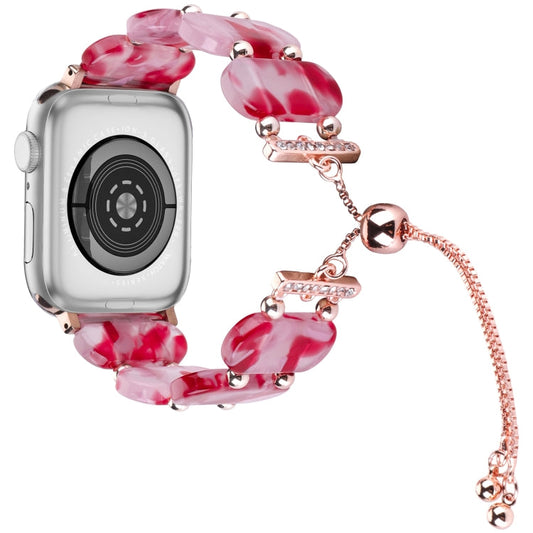 Rynx | For Apple Watch Series 9 41mm Resin Retractable Chain Bracelet (Pink Red)