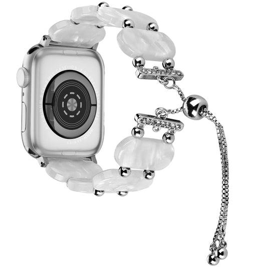 Rynx | For Apple Watch SE 2022 40mm resin retractable chain watch strap (Pearl White)