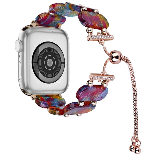Rynx | For Apple Watch SE 2022 40mm Resin Telescopic Chain Watch Band (Mother of Pearl Rainbow)