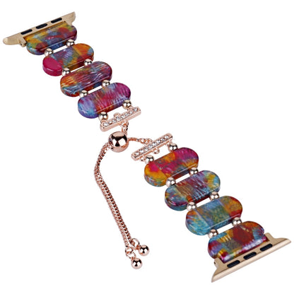 Rynx | For Apple Watch SE 2022 40mm Resin Telescopic Chain Watch Band (Mother of Pearl Rainbow)