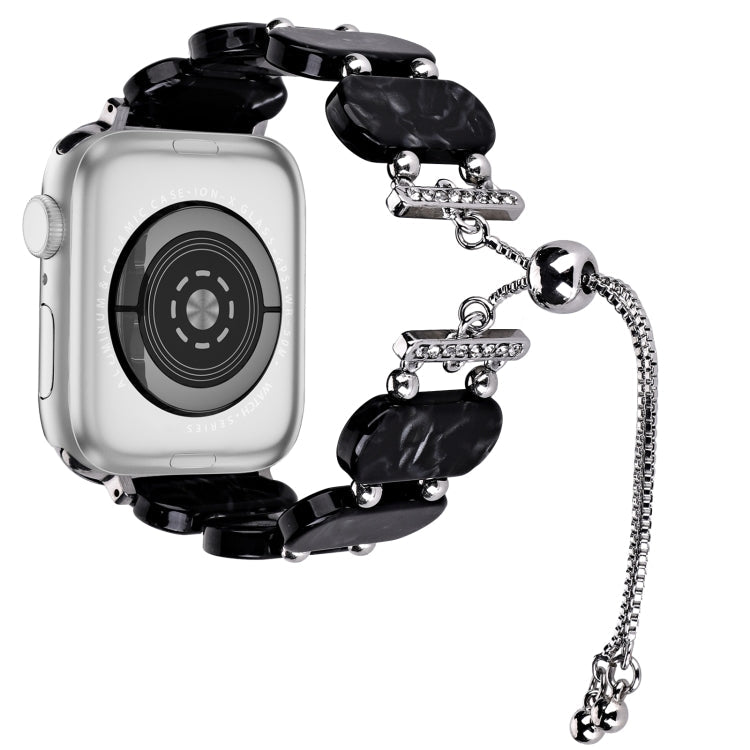 Rynx | For Apple Watch Series 4 44mm Resin Telescope Chain Watch Band (Black Flower)