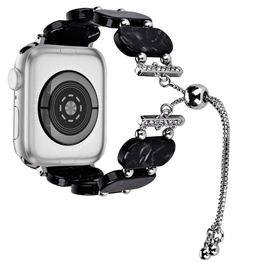 Rynx | For Apple Watch Series 4 44mm Resin Telescope Chain Watch Band (Black Flower)