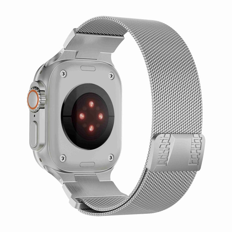 Rynx | For Apple Watch Ultra 2 49mm Mecha Style Milanese Metal Watch Band (Titanium Silver)