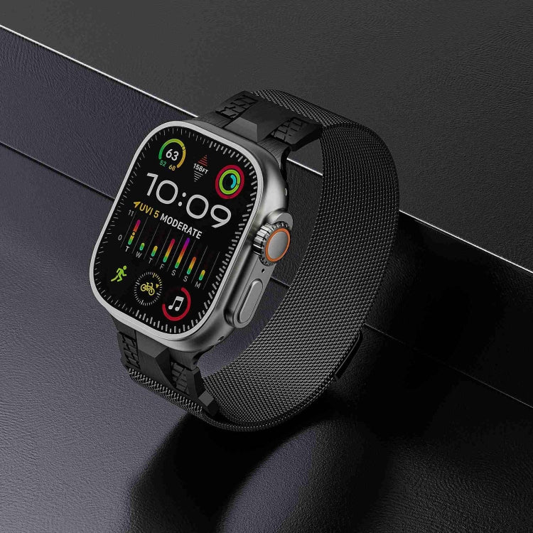 Rynx | For Apple Watch Series 7 45mm Mecha Style Milanese Metal Bracelet (Titanium Grey)