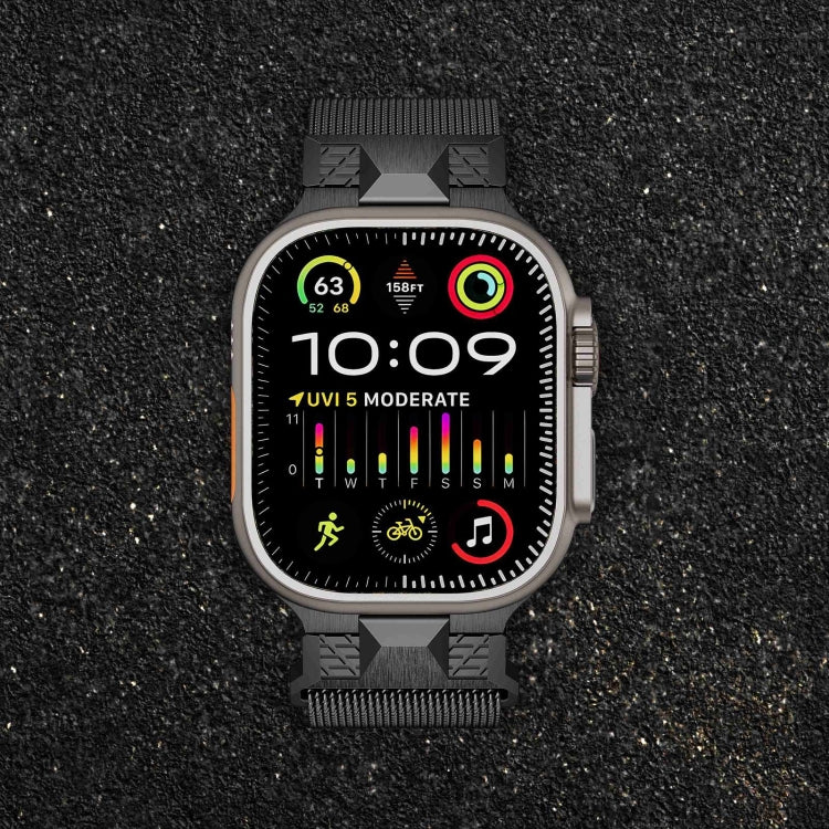 Rynx | For Apple Watch Series 7 45mm Mecha Style Milanese Metal Bracelet (Titanium Grey)