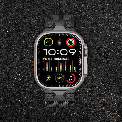 Rynx | For Apple Watch Series 7 45mm Mecha Style Milanese Metal Bracelet (Titanium Grey)